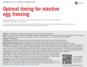 論文タイトル"Optimal timing for erective egg freezing"